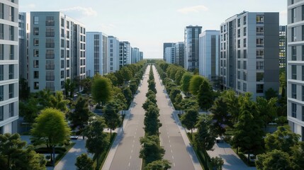 Fototapeta premium Eco-friendly, Visionary urban district with integrated infrastructure management, 
