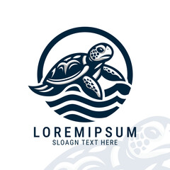 Turtle logo illustration on silhouette style, turtle ocean, beach club hotel  logo vector, simple