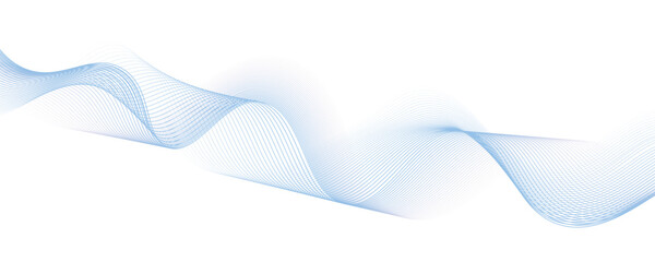 Dynamic sound wave isolated on white background. Musical particle pulsing. Blue energy flow concept. 3D rendering