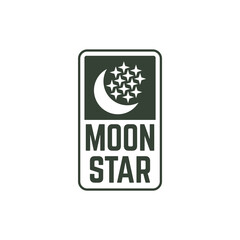 Vector logo a silhouette image of a crescent moon with stars.