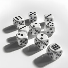 Random Arrangement of Traditional Six-Sided Dice Symbolizing Chance and Anticipation