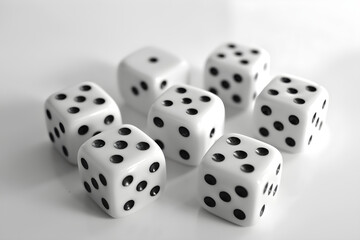 Random Arrangement of Traditional Six-Sided Dice Symbolizing Chance and Anticipation