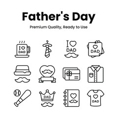 Pack of fathers day icons in editable style, ready to use vector