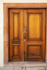 Rustic Wooden Door with Brass Handle