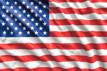 Flag of the United States of America with stars and stripes.