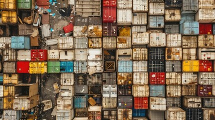 Pallets of goods organized in a grid pattern