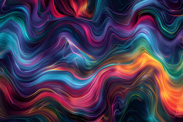 Fototapeta premium Abstract digital art piece with flowing, multicolored lines.