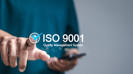 QMS, ISO 9001 Quality Management System concept. Certified and quality management of organizations,...
