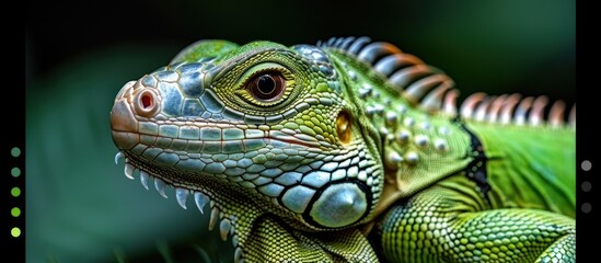 Fototapeta premium Close-up Portrait of a Green Iguana