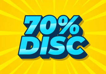 70 percent discount. Text effect in 3D style with good colors
