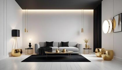 Photo interior modern design room 3d illustration