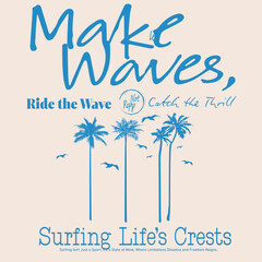 Vector illustration on the theme of surf and surfing in Hawaii. Vintage design. Typography, t-shirt graphics © vanessames