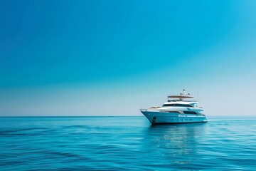 Fototapeta premium Luxury yacht cruising on turquoise waters, summer vacation, clear blue sky