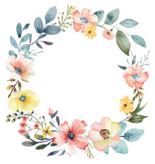 PNG  Elegant watercolor floral wreath