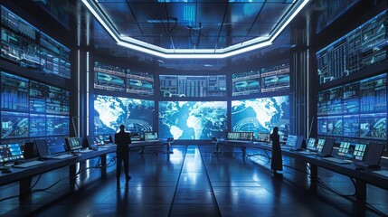 Advanced Control Room with Digital Displays