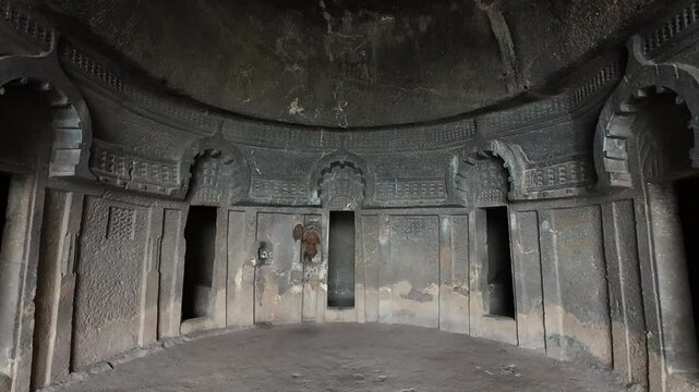 Main Vihara Cave of Bedse Caves, in Maval taluka, Pune, Maharashtra, India 