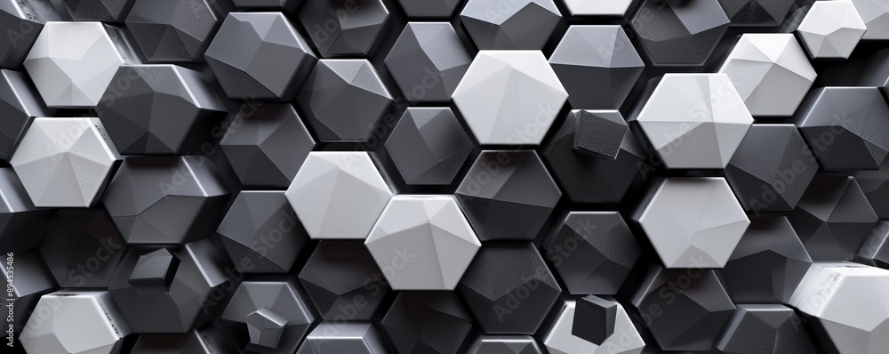 Aufkleber 3d geometry wallpaper with hexagonal shapes creating a sense of depth and dimension, ideal for a fea