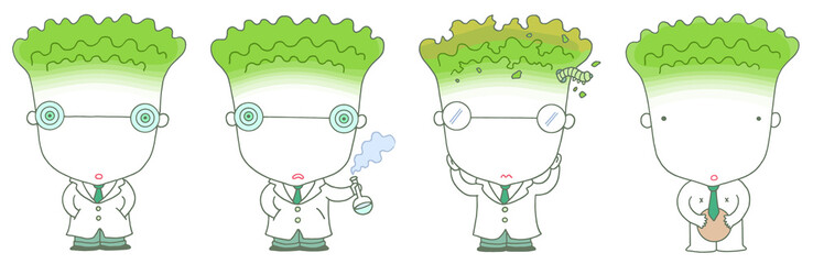 キャラクターイラスト - 白菜・野菜・サイエンティスト・博士・白衣