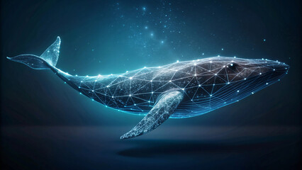 Fototapeta premium Large whale illustration with technology and data linkage It reflects technology and investment.