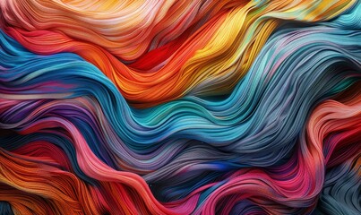 Obraz premium Bold, tangled yarns in a dynamic wave pattern, evoking a sense of energy and fluidity