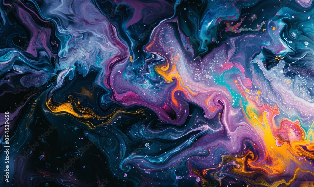 Aufkleber fluid abstract art with cascading swirls and translucent layers, exploring movement and fluidity in 