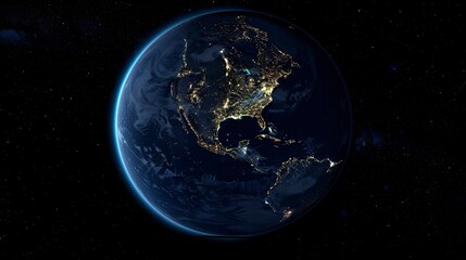 planet earth at night from space showing north america