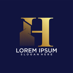 initial monogram logo for real estate with home shape creative design