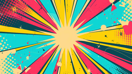 Fototapeta premium Pastel colorful comic abstract background template, in a style of pop art. Generative AI