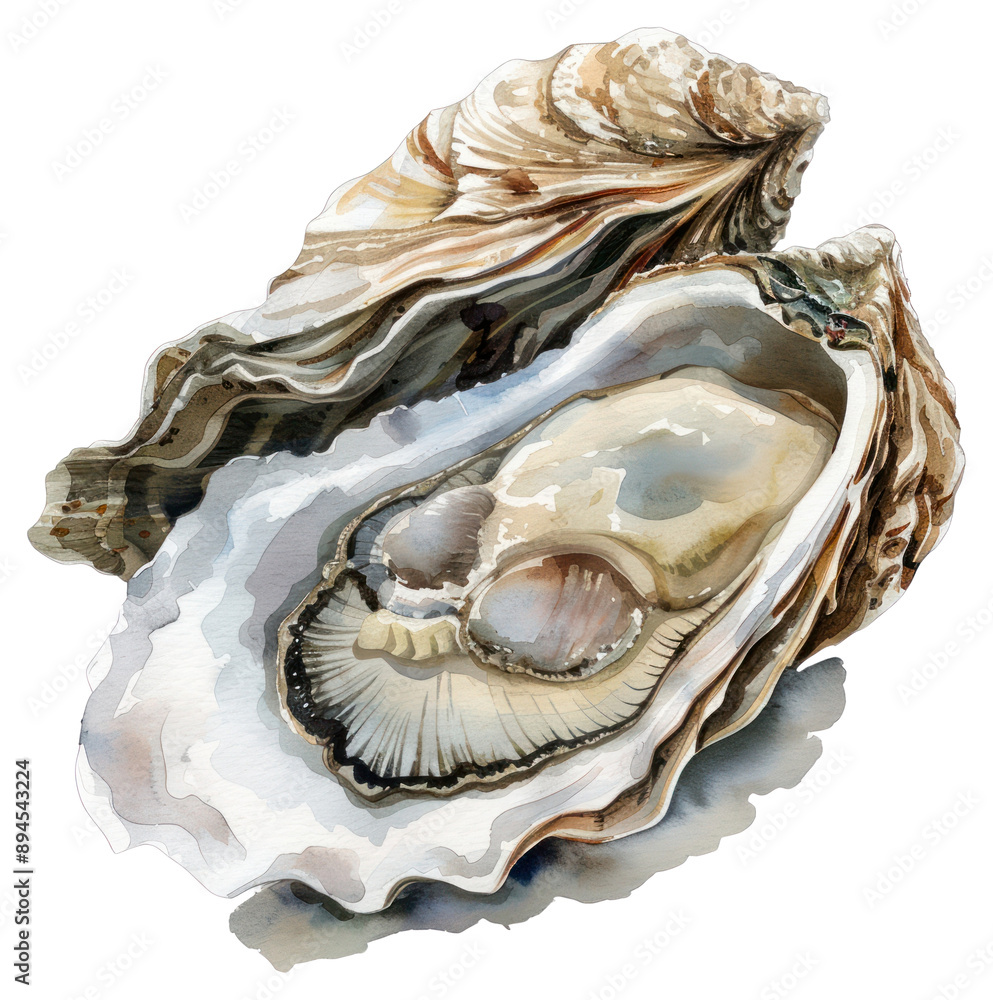 Sticker png watercolor oyster shell illustration