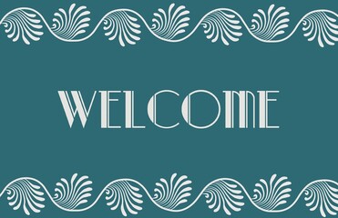 Art deco frame. Gatsby Style design a template with Welcome for invitations, Pink gold text, leaflets and greeting cards. The style of the 1920s - 1930s. Vector illustration. Vintage linear border.