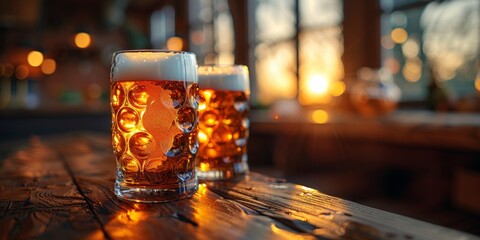 National Drink Beer Day frothy beer mugs, September 28th