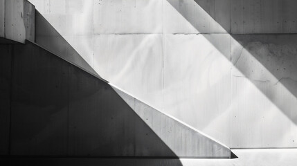 光と影が白い壁に幾何学的な形を作り出している、モノクロ写真アート風背景グラフィック
