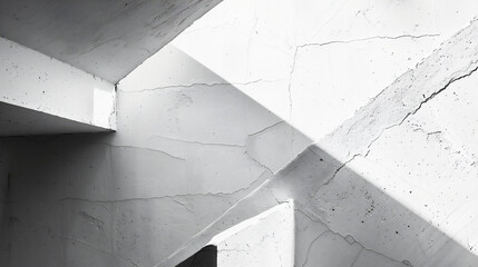 光と影が白い壁に幾何学的な形を作り出している、モノクロ写真アート風背景グラフィック