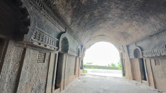 Main Vihara Cave of Bedse Caves, in Maval taluka, Pune, Maharashtra, India 