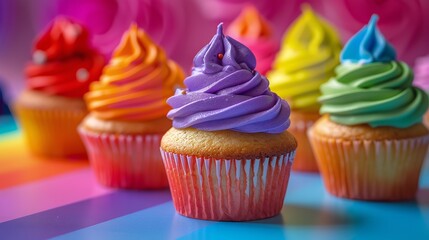 Horizontal banner, LGBT pride month, Cupcakes decorated,  Happy friendship day
