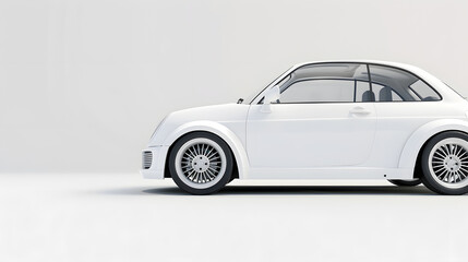 3D rendering - illustration of white city car on white background