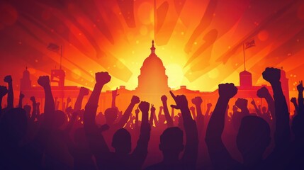 A crowd of people are holding up their hands in the air