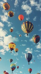 Obraz premium Colorful Hot Air Balloons Soaring Through The Blue Sky