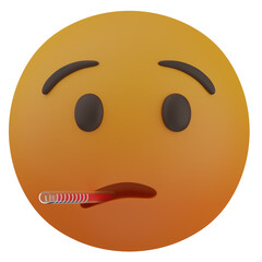 3d render  Face with Thermometer  illustration