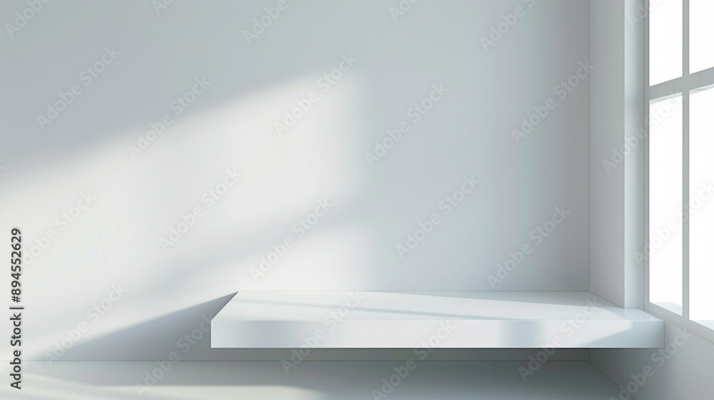 Aufkleber white abstract stage background product display podium. empty room interior with generative ai.