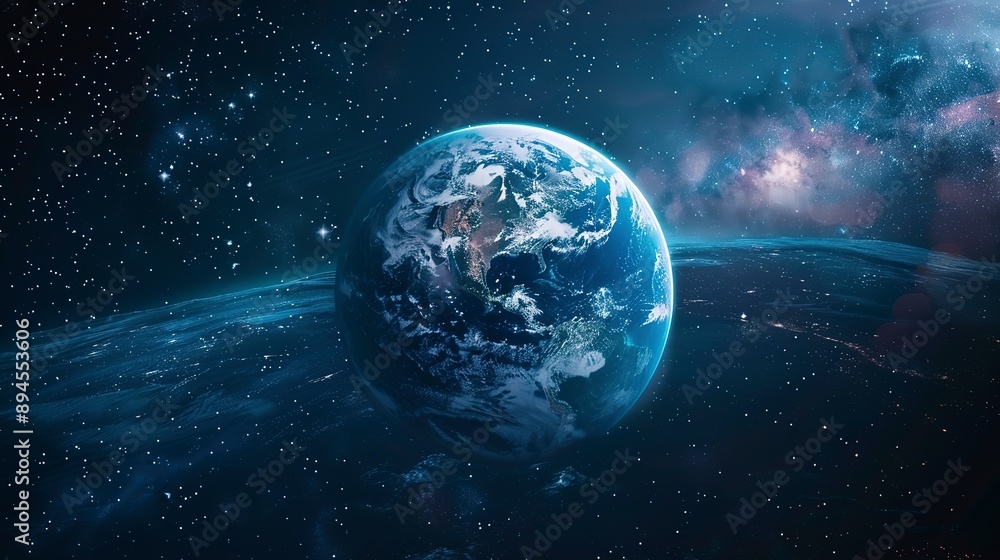 Poster view of the planet from space.