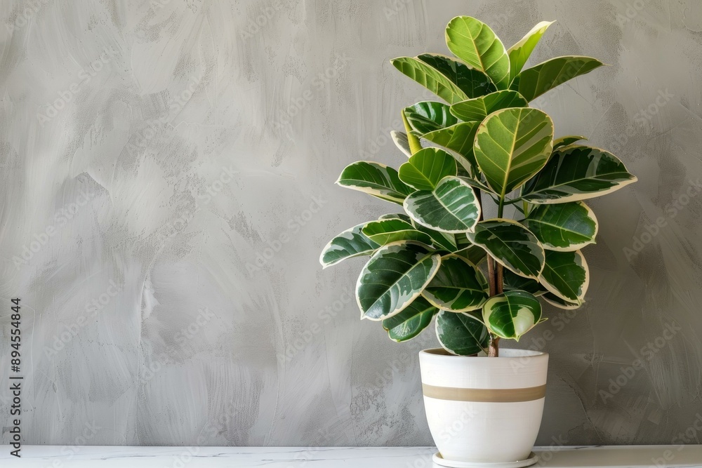 Poster elegant fiddle leaf fig in a stylish pot on a clean surface with a textured background