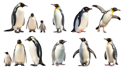 Fototapeta premium Penguin animal png element set, transparent background