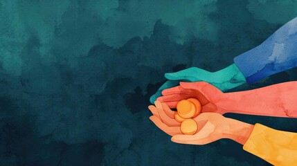 Community positive change, sustainable finance initiatives, watercolor style