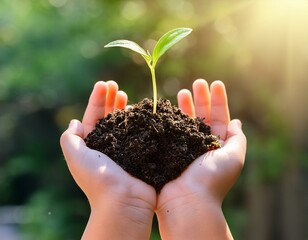 両手で持つ新芽
