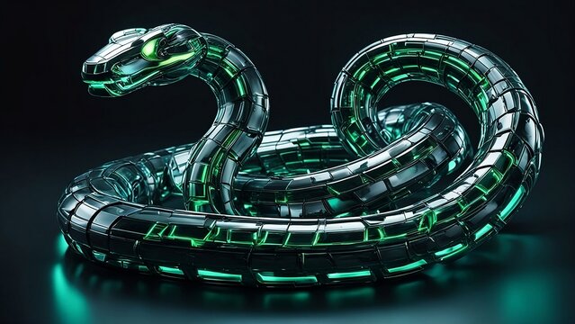 snake robot on black background