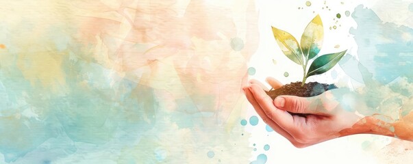 Ethical banking services, fair trade finance growth, watercolor style