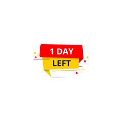 1 day left banner, speech bubble design vector illustration, abstract shapes