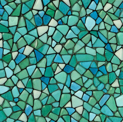 Abstract background with glass green and blue fractal mosaic tiles