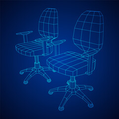 Office chair. Furniture for office Interior. Wireframe low poly mesh vector illustration.